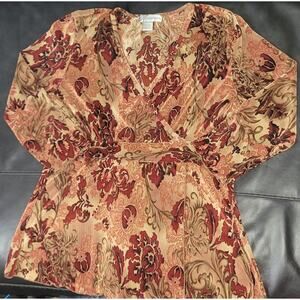 Dressbarn Floral 90s Vibe Blouse Top Size Large Cottagecore Relaxed Feminine